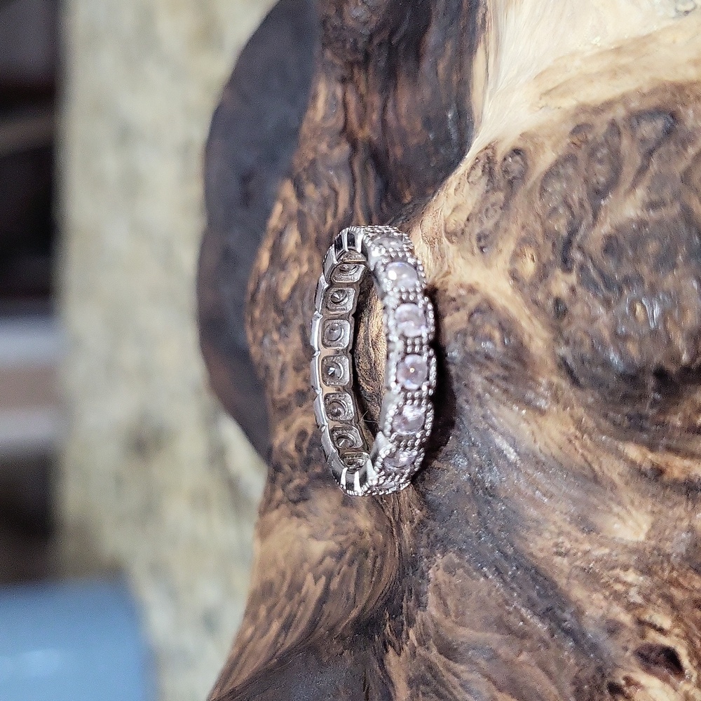 925 Sterling Silver Round Simulated Diamond Ring Band